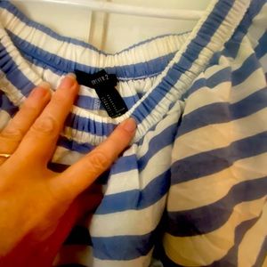 Light and airy stripes off shoulder dress